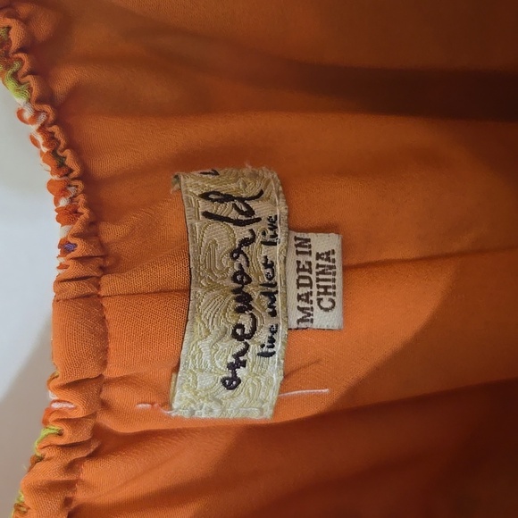 BOHO Orange PAISLEY ON OR OFF SHOULDER HI LO FUN LARGE DRESS - Picture 2 of 7